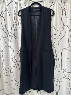 Zara Woman Black Sleeveless Duster Vest